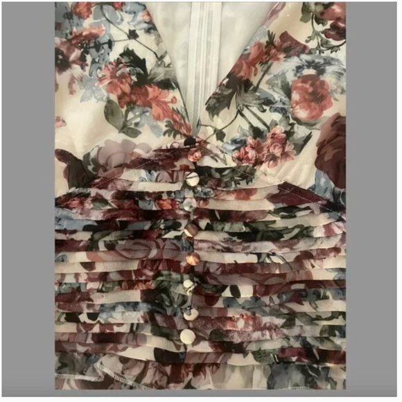 ⭐️ Ruffle Peasant V Neck Hipster Wedding Formal Classy Party Hippie Glam Dress - Picture 6 of 8